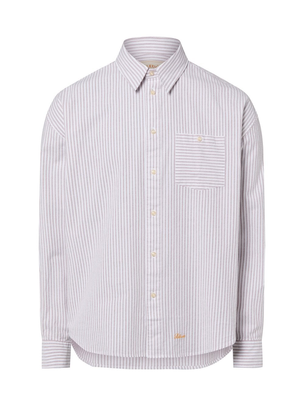 BLKVIS Męska koszula casual Mężczyźni Regular Fit Bawełna brązowy|biały w paski, M