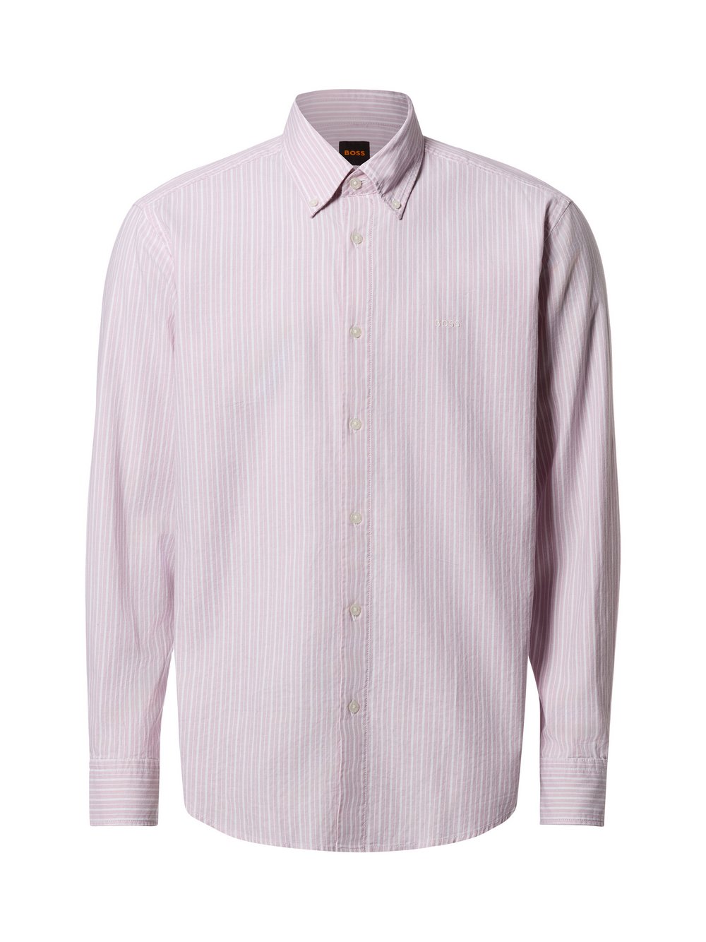 BOSS Orange Męska koszula casual - Ricoplus Mężczyźni Regular Fit Bawełna różowy|biały w paski, M
