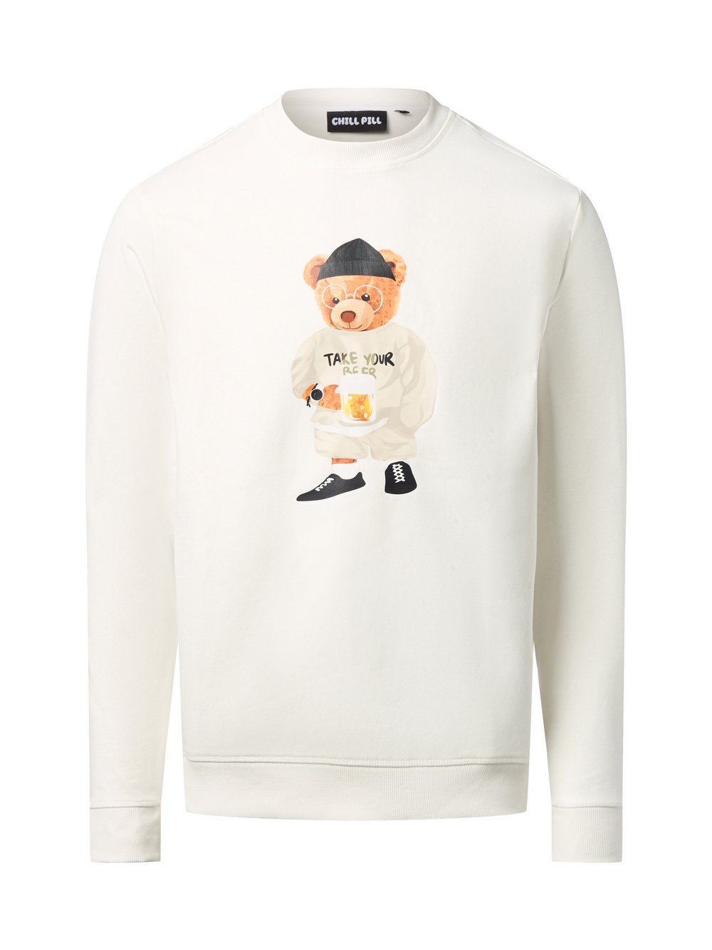 Chill Pill Bluza męska - Beer Bear Mężczyźni Bawełna biały|wielokolorowy nadruk, XL