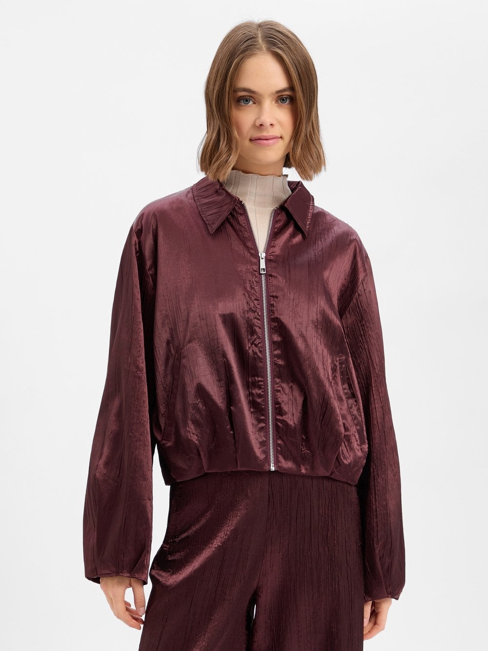 Y.A.S Marynarka damska - YASTira Kobiety Sztuczne włókno czerwony wypukły wzór tkaniny, 40