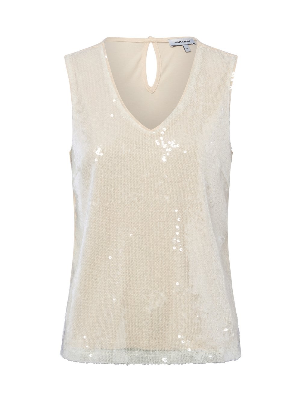 More & More Damski top z cekinami Kobiety Bawełna beżowy jednolity, 42