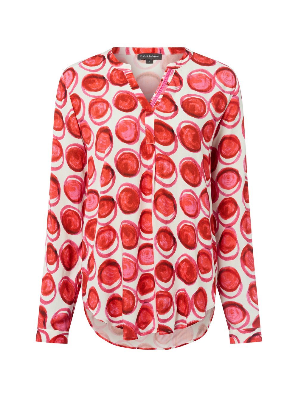 Franco Callegari Bluzka damska Kobiety wiskoza biały|wyrazisty róż w kropki, 42
