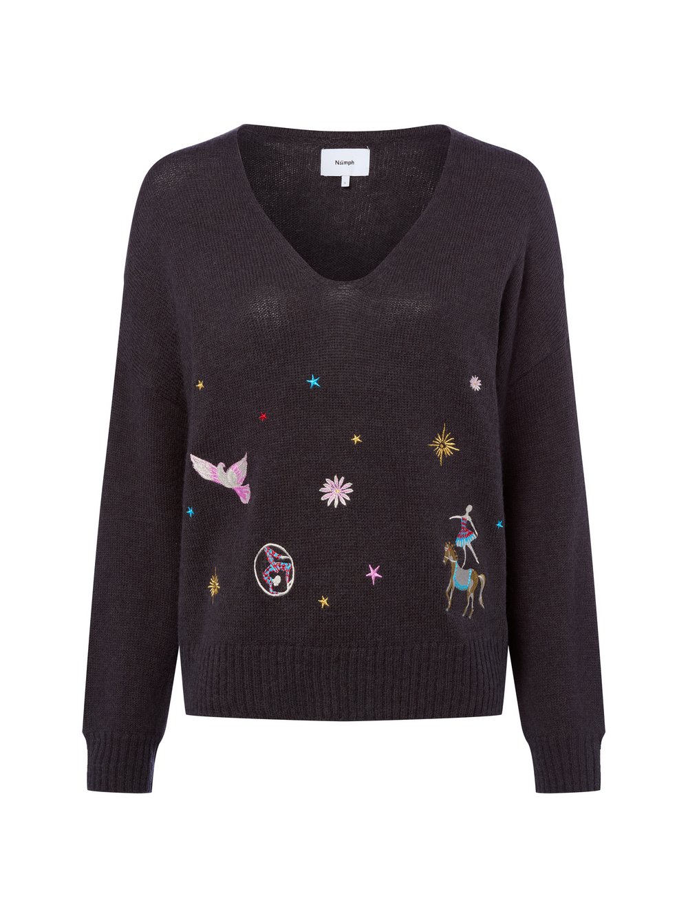 Nümph Damski sweter z dzianiny z zawartością alpaki - Nualmut Kobiety szary jednolity, XXL