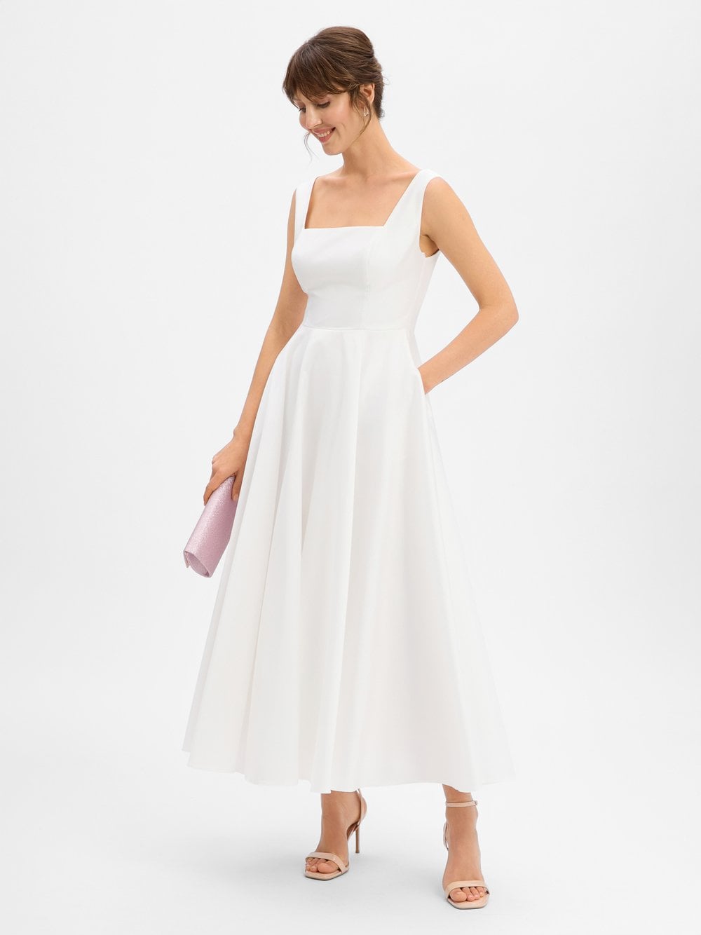 Marie Lund Damska sukienka wieczorowa Kobiety biały jednolity, 32