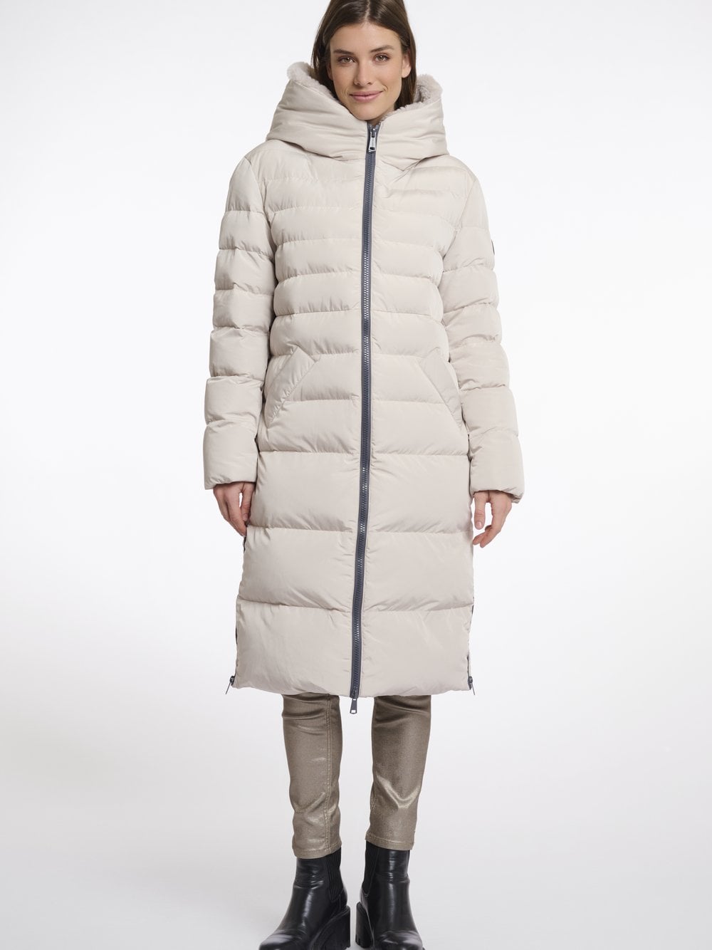 Rino & Pelle Pikowany płaszcz damski - Keilafur Kobiety Sztuczne włókno biały jednolity, 44