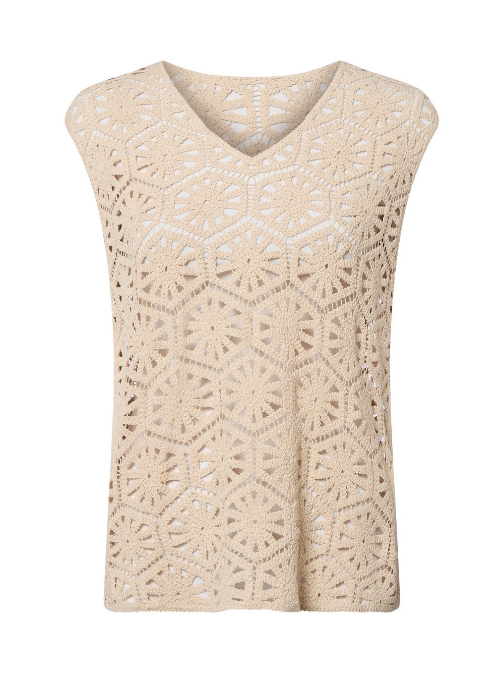 s.Oliver BLACK LABEL Damski top na szydełku Kobiety beżowy jednolity, S