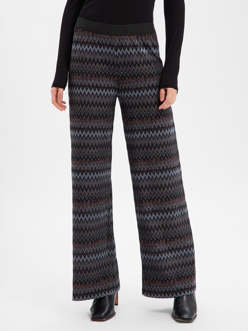 More & More Damskie spodnie materiałowe Kobiety czarny|różowe złoto|szary wzorzysty, 46