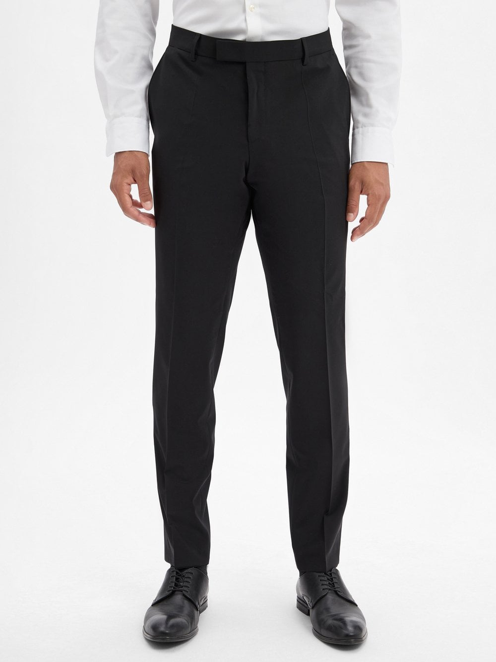 BOSS Męskie spodnie z wełny dziewiczej Baukasten - H-Gio-MM-C-NF Mężczyźni Slim Fit czarny jednolity, 44