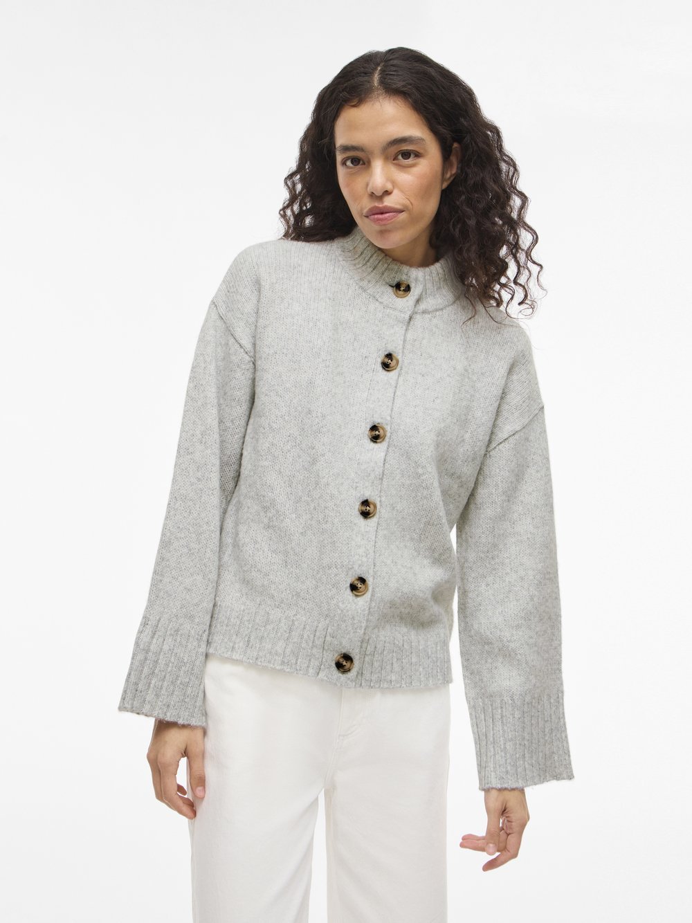 Vila Kardigan damski - VIBibbi Kobiety Sztuczne włókno szary marmurkowy, XL