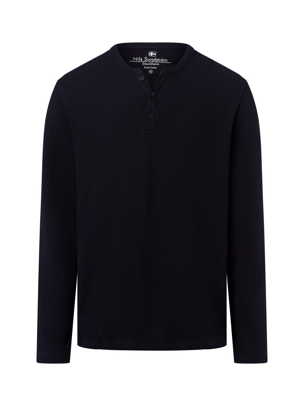 Nils Sundström Męska koszula z długim rękawem Mężczyźni Bawełna niebieski wypukły wzór tkaniny, XL