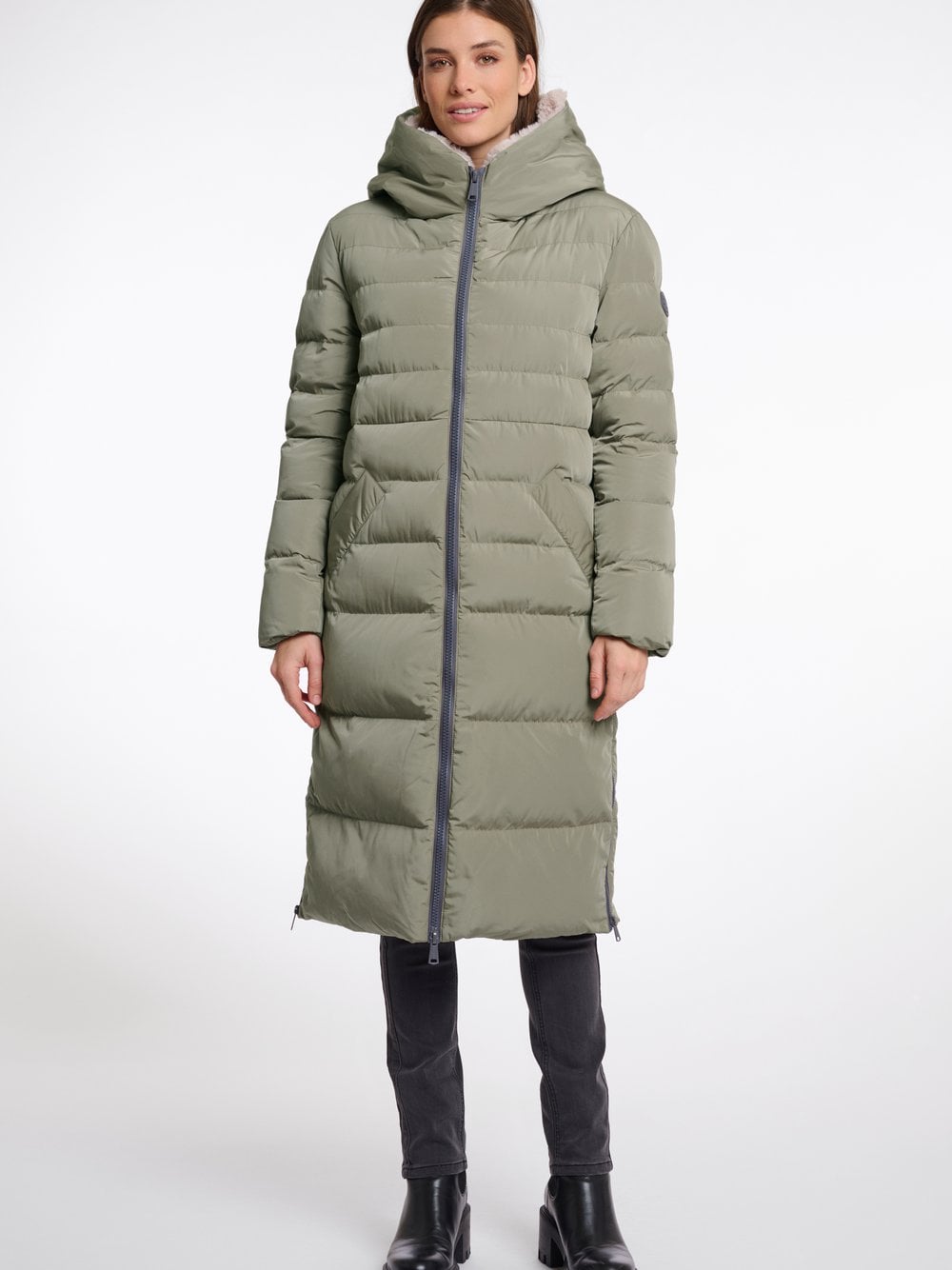 Rino & Pelle Pikowany płaszcz damski - Keilafur Kobiety Sztuczne włókno zielony jednolity, 34