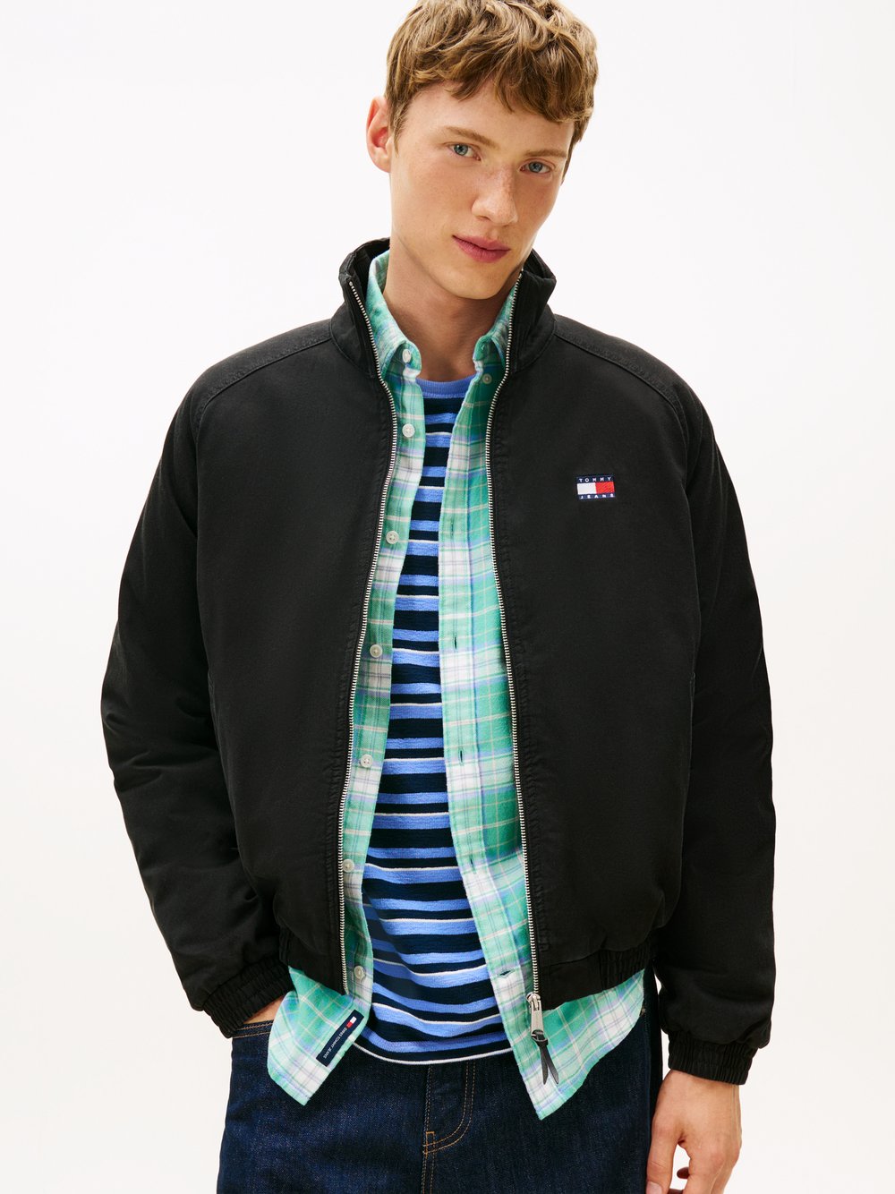 Tommy Jeans Męska kurtka bomber Mężczyźni Bawełna czarny jednolity, XL