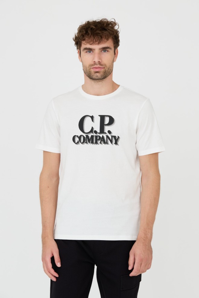 C.P. COMPANY Biały męski t-shirt Short Sleeve, Rozmiar L