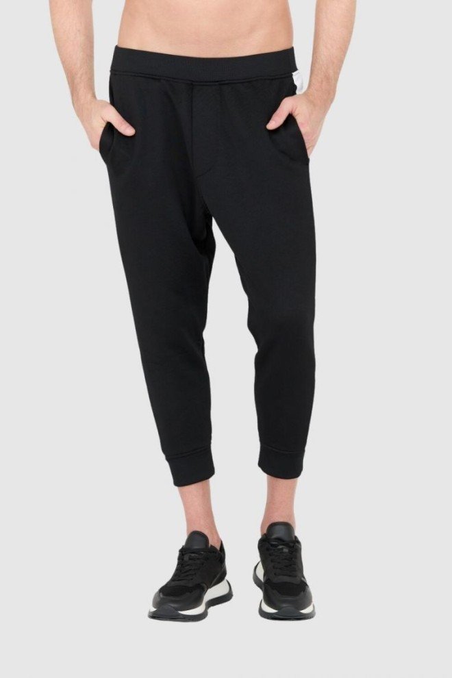 DSQUARED2 Czarne męskie dresy z białymi lampasami, Rozmiar XXL