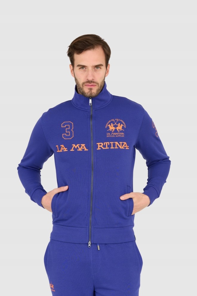 LA MARTINA Fioletowa bluza męska na zamek, Rozmiar XL