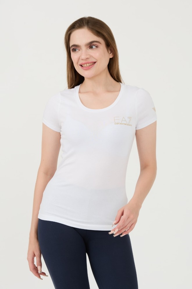 EA7 Biały damski t-shirt, Rozmiar M