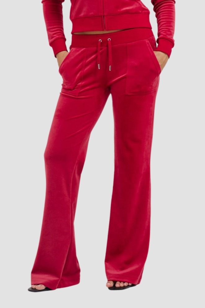 JUICY COUTURE Czerwone damskie spodnie dresowe Layla Low Rise, Rozmiar XS