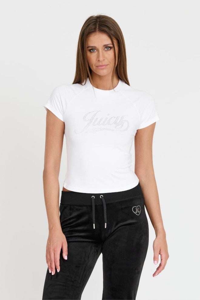 JUICY COUTURE Biały damski t-shirt Retroshrunken Tee