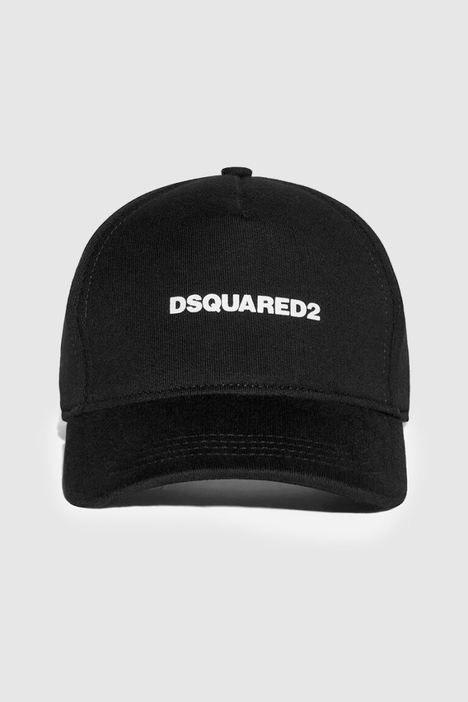 DSQUARED2 Czarna męska czapka z daszkiem z wprasowanym logo