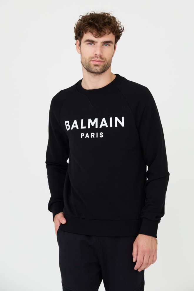 BALMAIN Czarna męska bluza Printed Sweatshirt