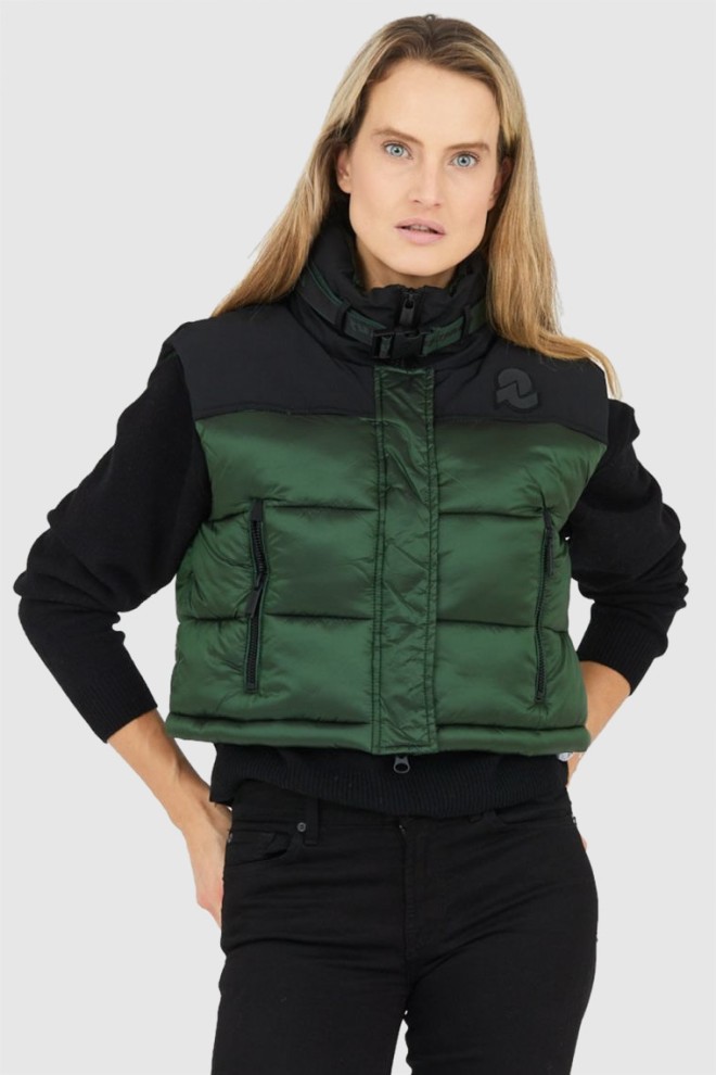 INVICTA Zielony puchowy krótki bezrękawnik damski, Rozmiar L