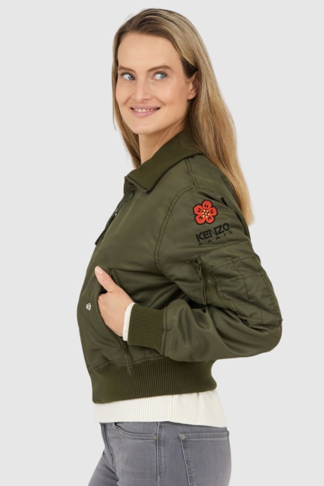 KENZO Zielona kurtka bomberka damska boke flower, Rozmiar S