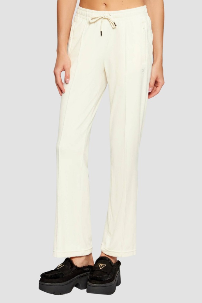 JUICY COUTURE Kremowe spodnie dresowe damskie z cyrkoniami Tina, Rozmiar XS