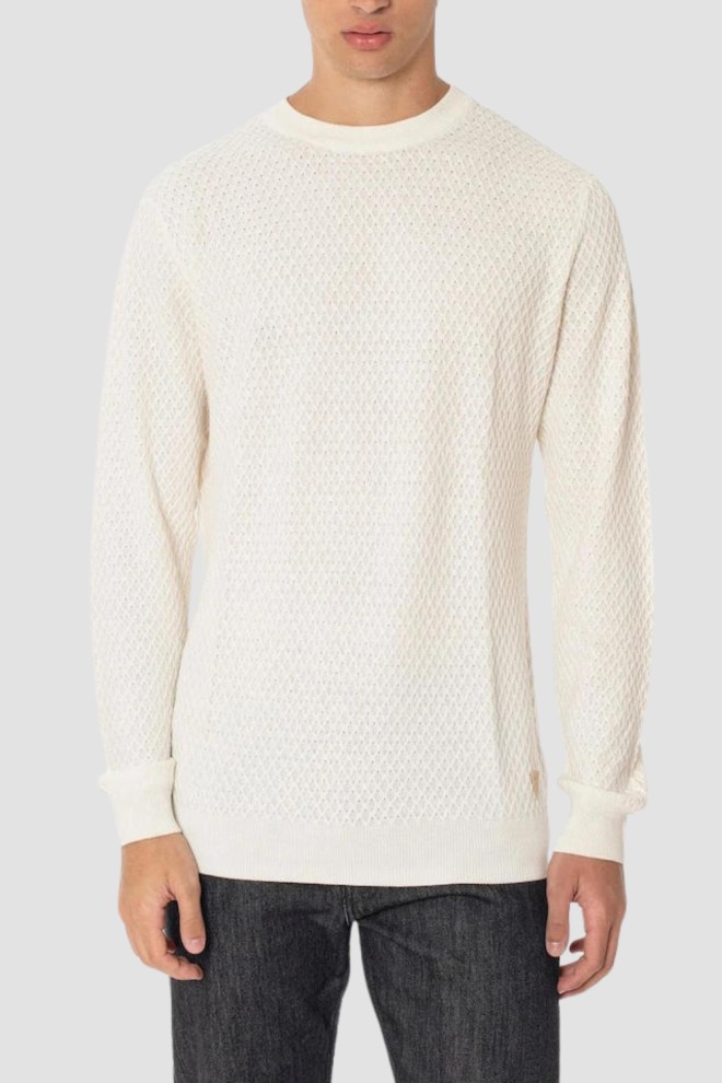 GUESS Beżowy sweter męski Davin Cn Ls, Rozmiar XL