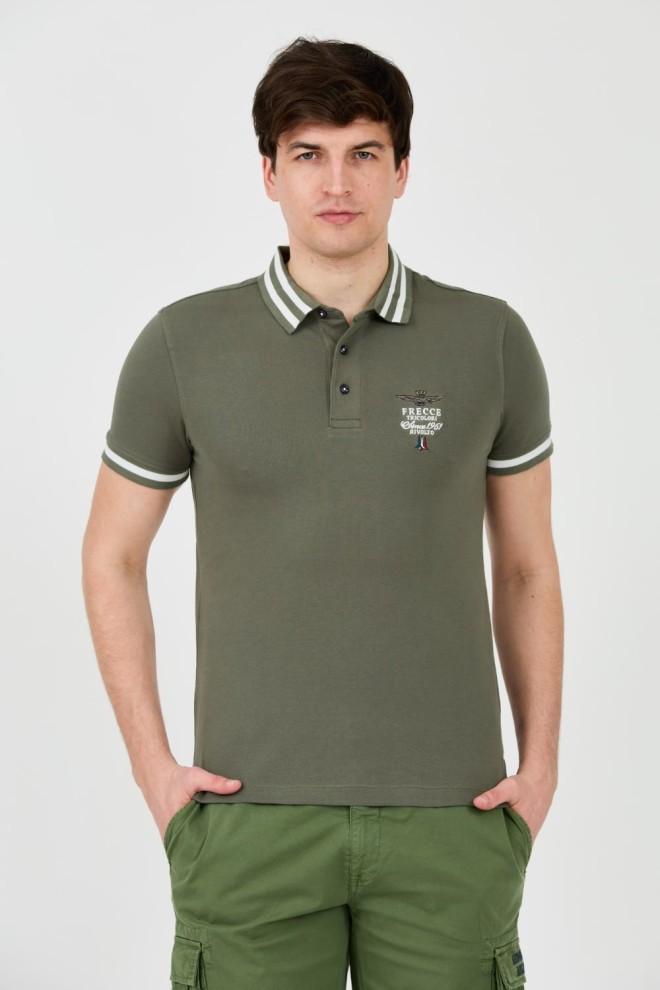 AERONAUTICA MILITARE Zielone męskie polo Short Sleeve, Rozmiar XXL