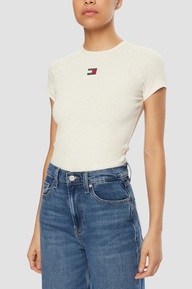 TOMMY JEANS Beżowy damski t-shirt, Rozmiar M