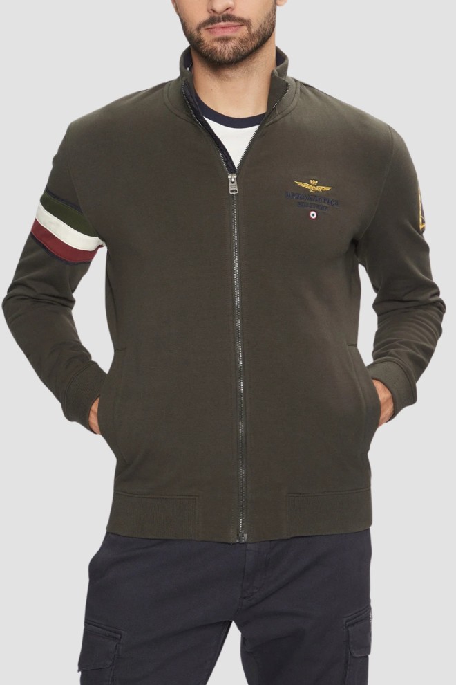 AERONAUTICA MILITARE Szarozielona bluza męska With Tricolor Insert, Rozmiar XXL