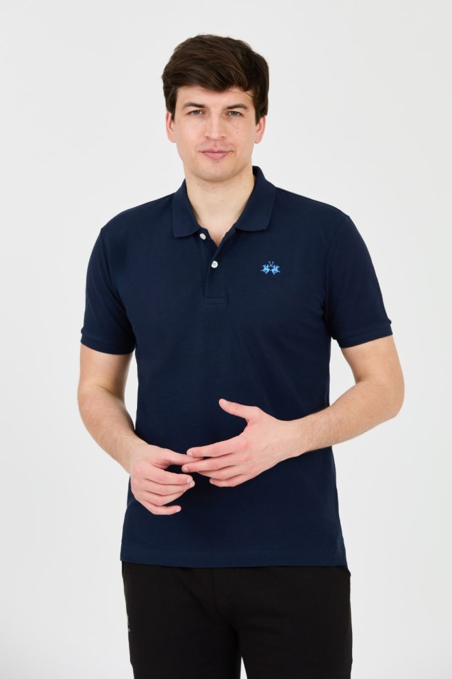 LA MARTINA Granatowe męskie polo z małym logo, Rozmiar XL