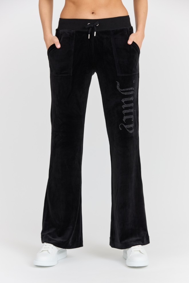 JUICY COUTURE Czarne damskie dresowe spodnie Layla Jewelled Low Rise Pant, Rozmiar XS