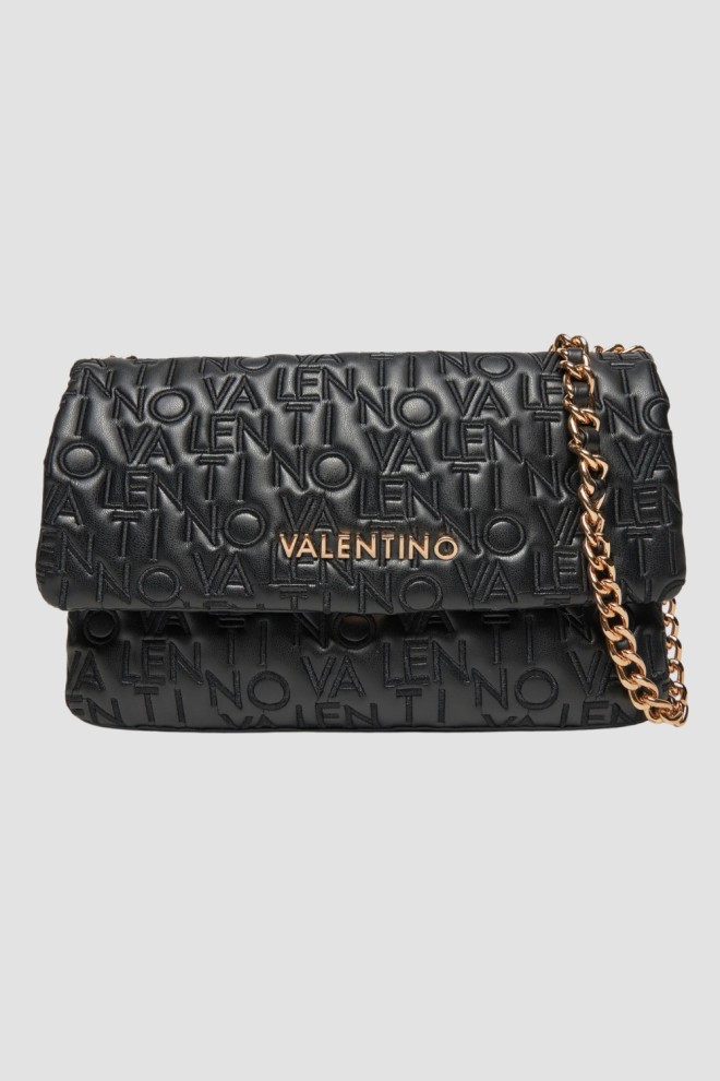 VALENTINO Czarna logowana damska torebka Dram Flap Bag