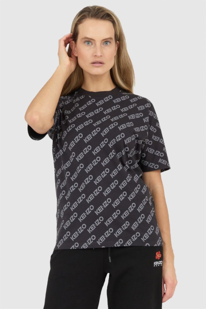 KENZO Czarny t-shirt damski w logo, Rozmiar S