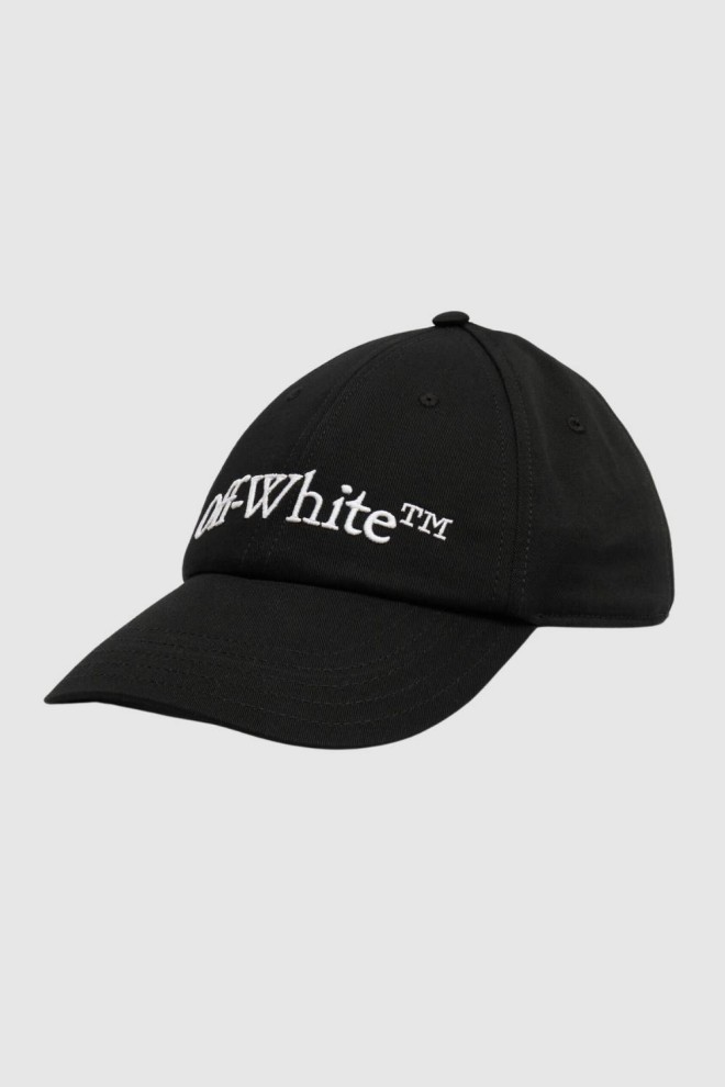 OFF-WHITE Czarna czapka z daszkiem z haftowanym dużym logo, Rozmiar M