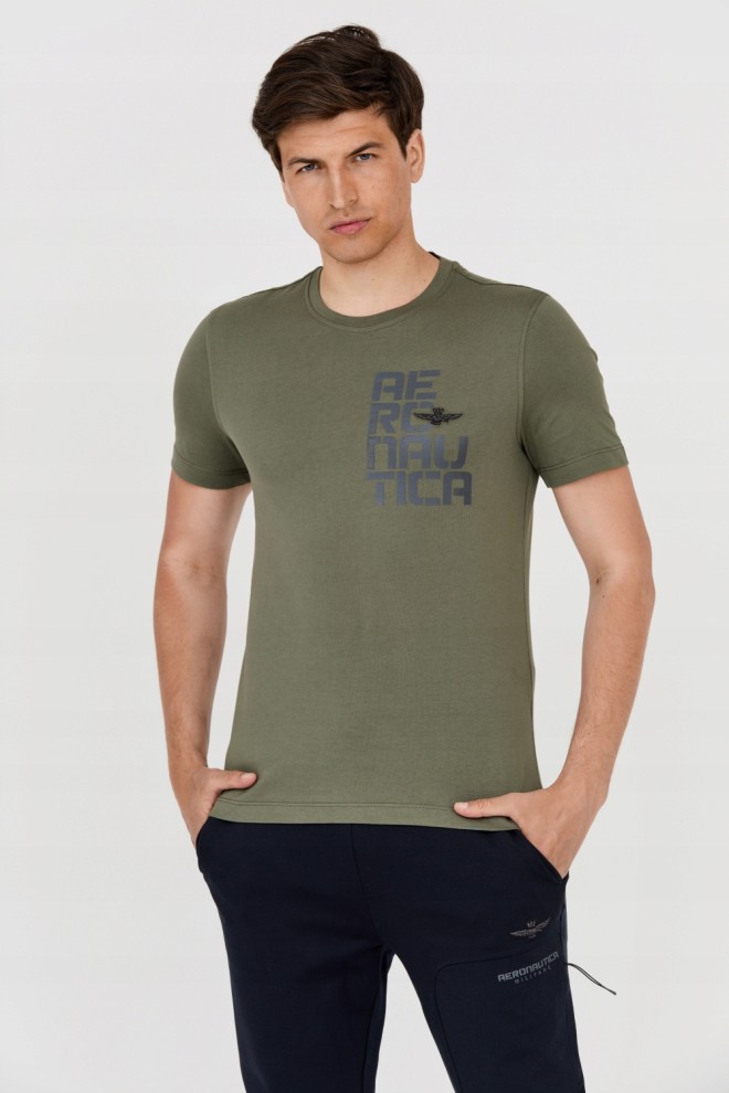 AERONAUTICA MILITARE Zielony bawełniany t-shirt męski, Rozmiar L
