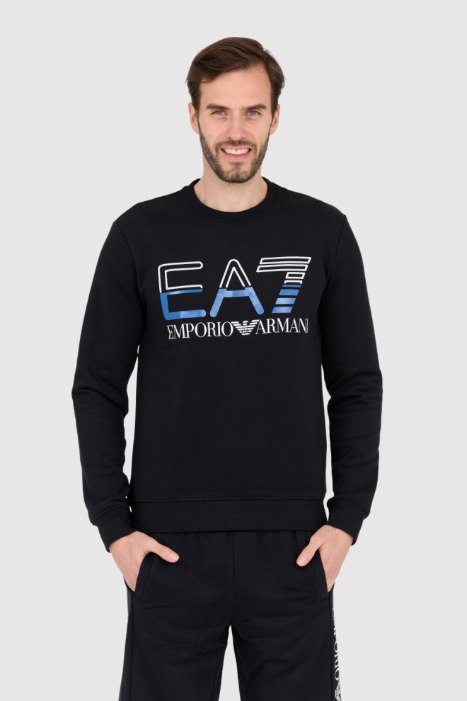 EA7 Czarna bluza męska z niebieskim logo, Rozmiar S