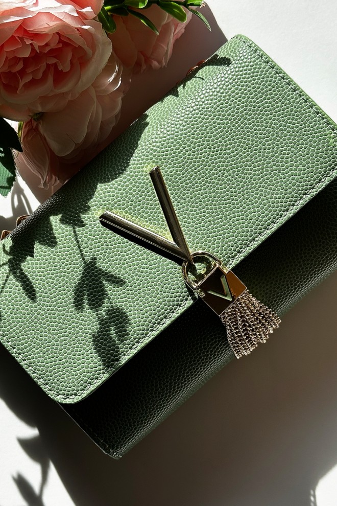 VALENTINO Mała zielona kopertówka Divina Pochette