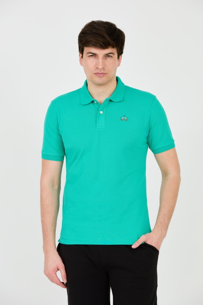 LA MARTINA Szmaragdowe męskie polo z małym logo, Rozmiar XXL