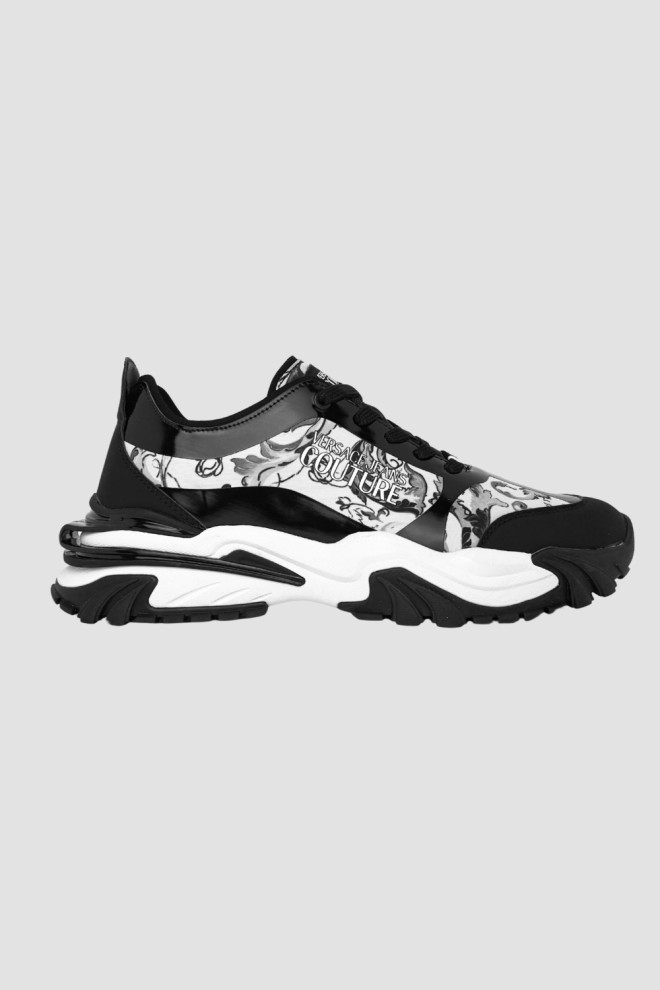 VERSACE JEANS COUTURE Czarno-białe sneakersy męskie Fondo New Trail Trek Dis. 10, Rozmiar 44