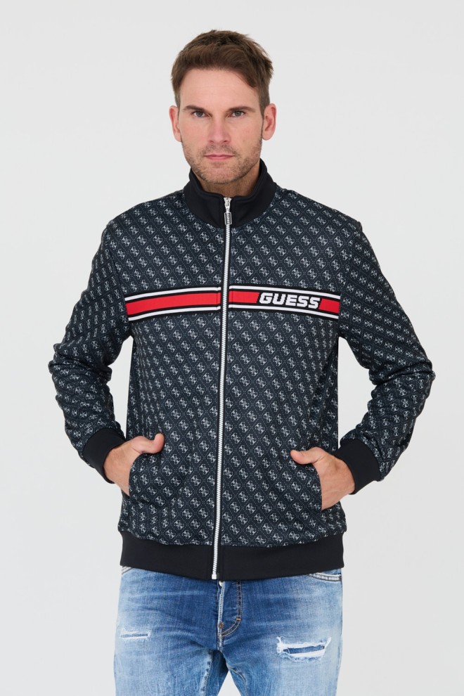 GUESS Czarna męska bluza logowana, Rozmiar M
