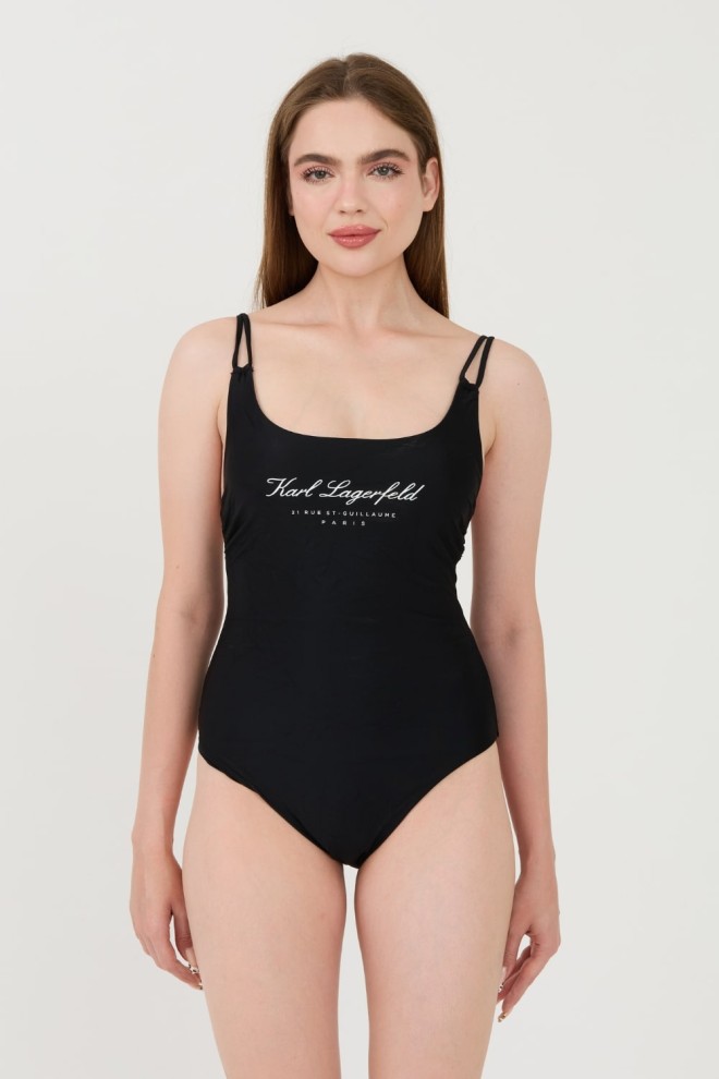 KARL LAGERFELD Czarny strój kąpielowy Hotel Karl Swimsuit, Rozmiar XS