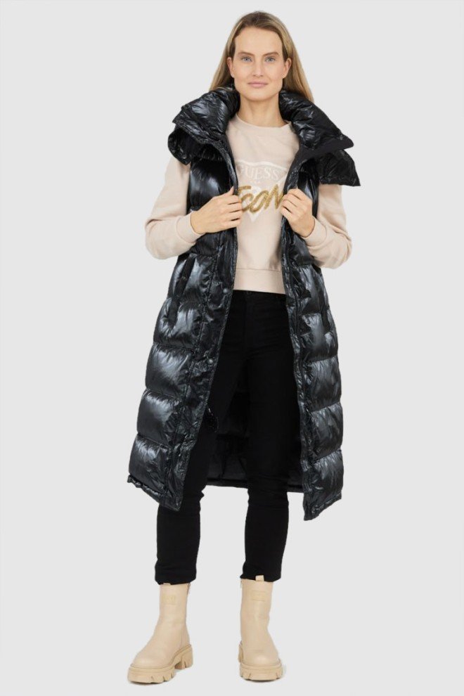 BLAUER Długi błyszczący bezrękawnik puchowy damski Erika, Rozmiar S