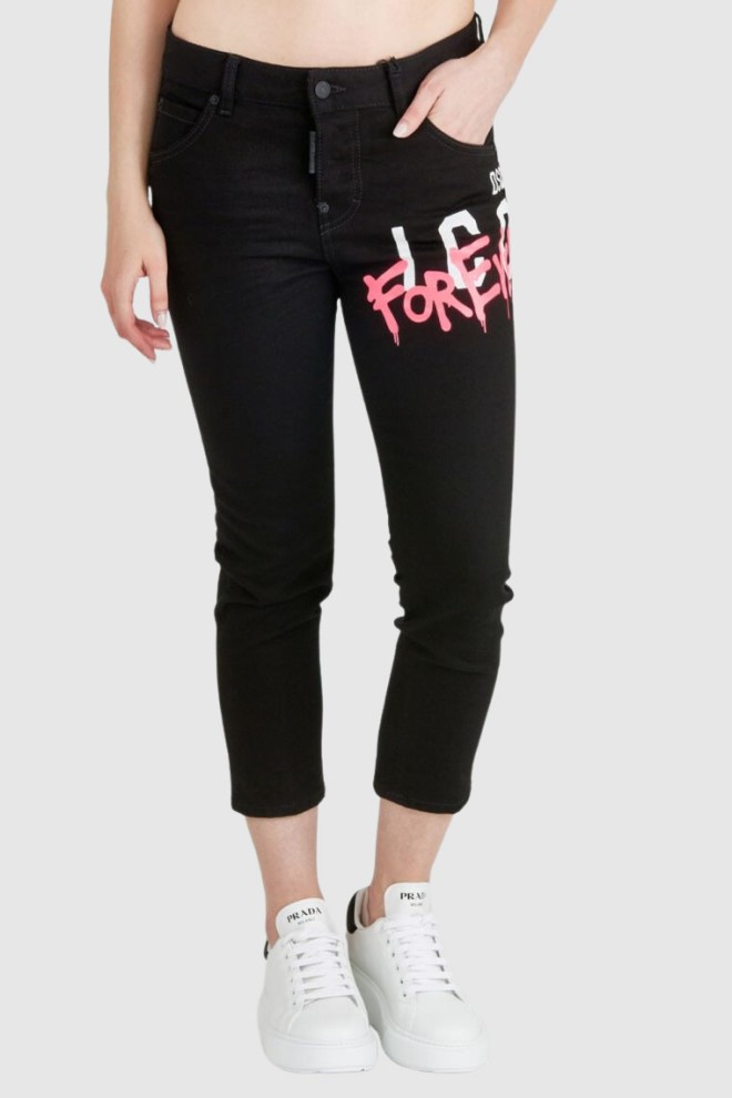 DSQUARED2 Icon forever cool girl cropped jeans czarne jeansy damskie, Rozmiar 38