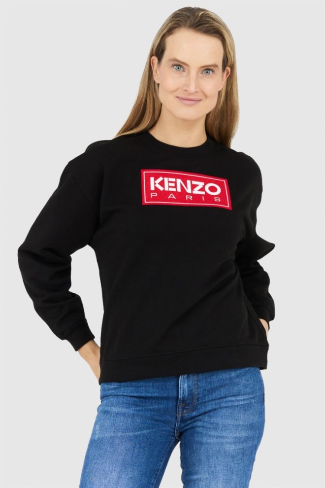 KENZO Czarna bluza damska z aplikacją z logo, Rozmiar M
