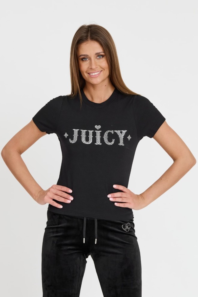 JUICY COUTURE Czarny damski t-shirt Ryder Rodeo Fitted, Rozmiar S