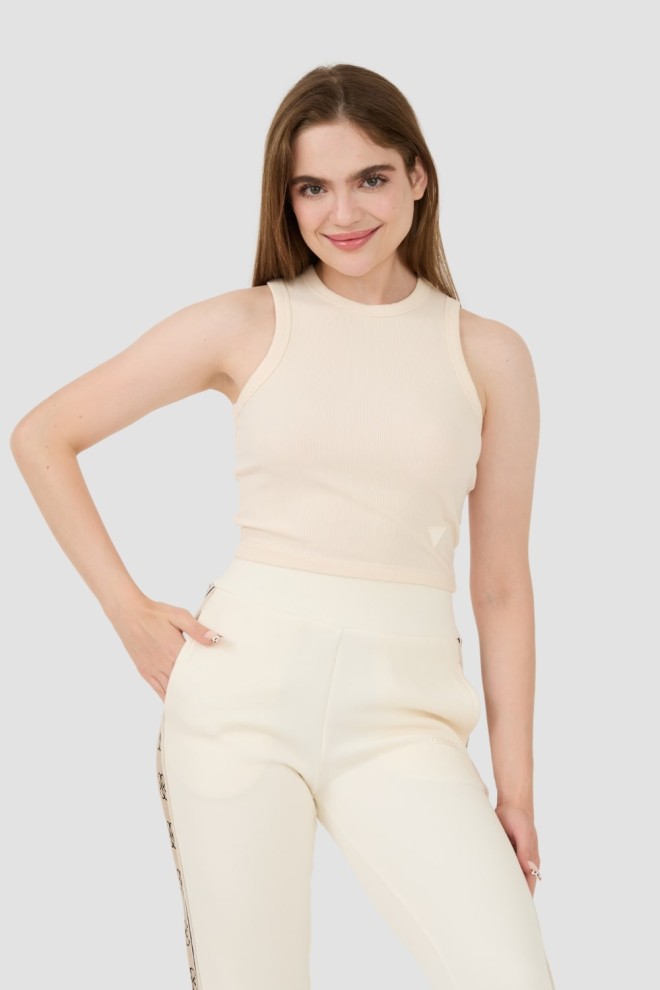 GUESS Beżowy damski top Edie Tank, Rozmiar S