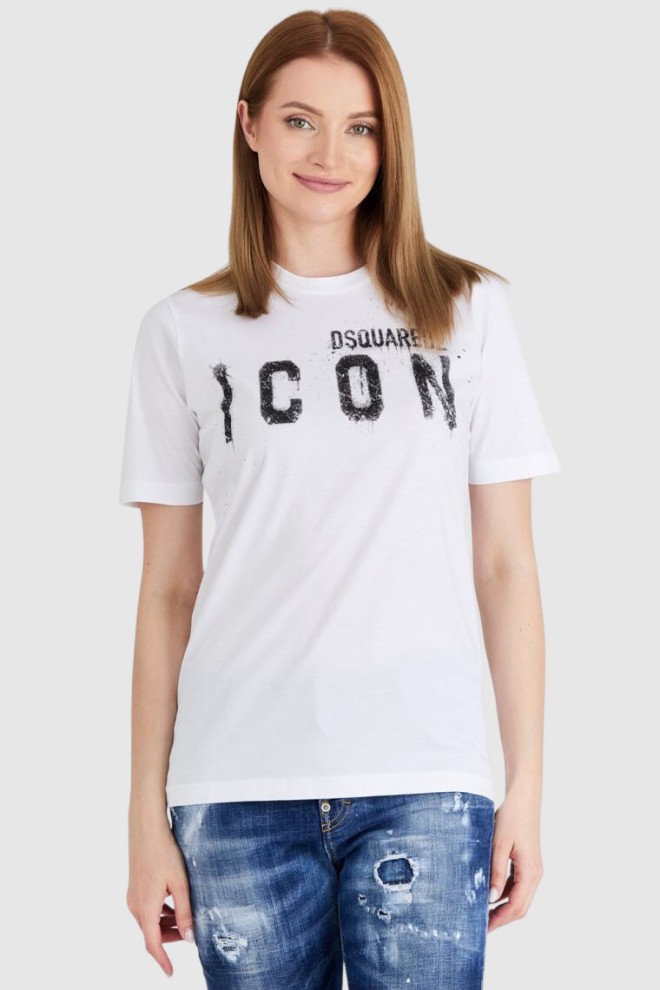 DSQUARED2 Biały t-shirt damski icon spray, Rozmiar S