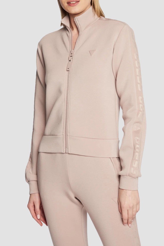 GUESS Różowa bluza damska z lampasami New Allie Scuba, Rozmiar S